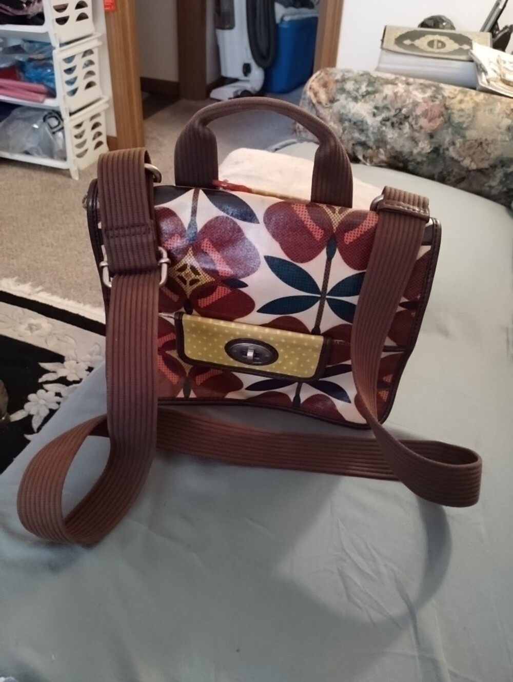 Fossil Multi Colored Key Per Flapovere Messenger Bag